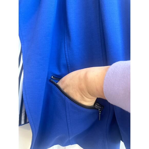 Chico’s Size 3 (16) Vibrant Blue Open Front Dress Jacket with Zipper Pockets - Picture 4 of 8